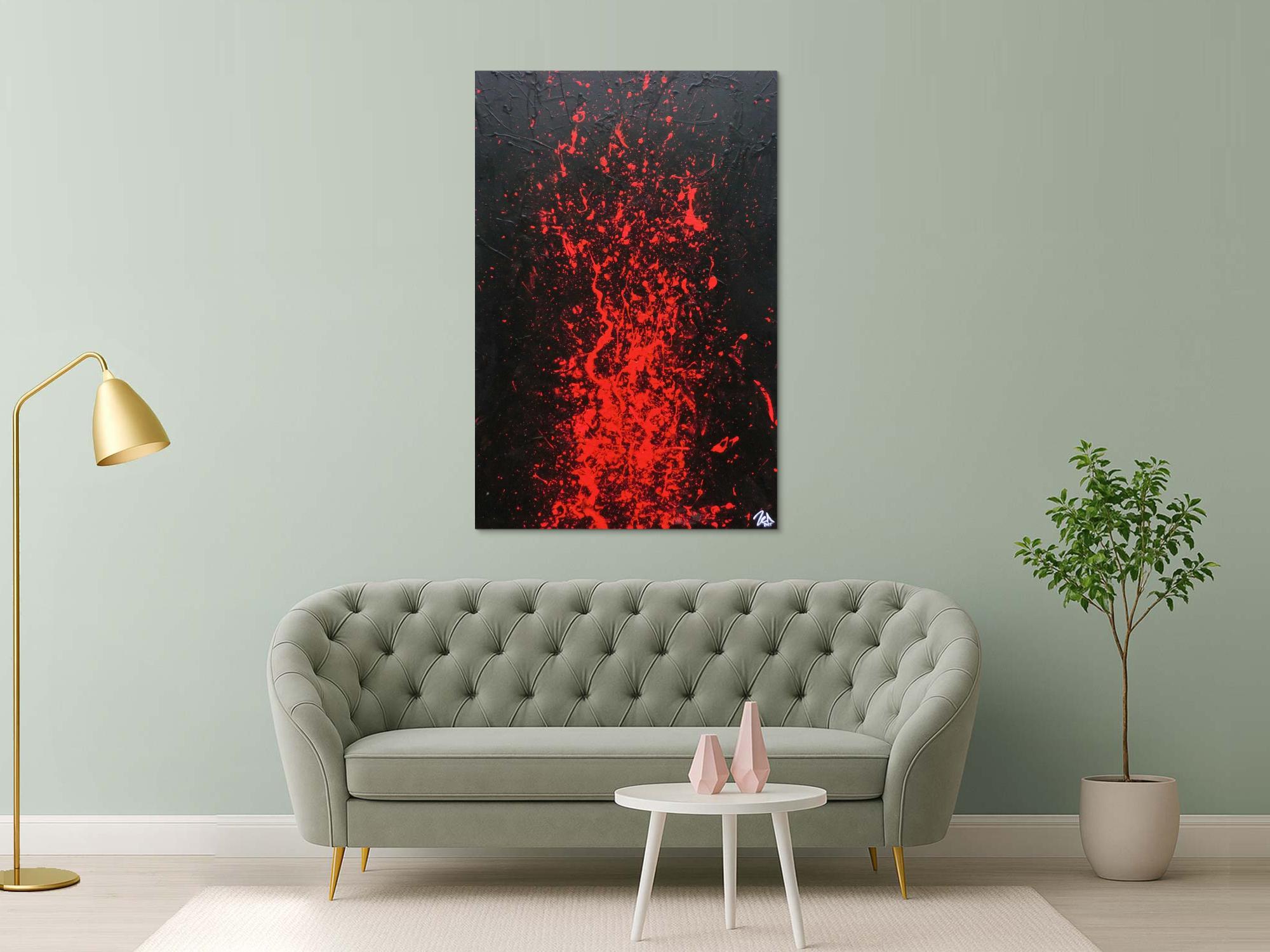 Minimalistisches Gemälde in schwarz und rot abstakt und modern