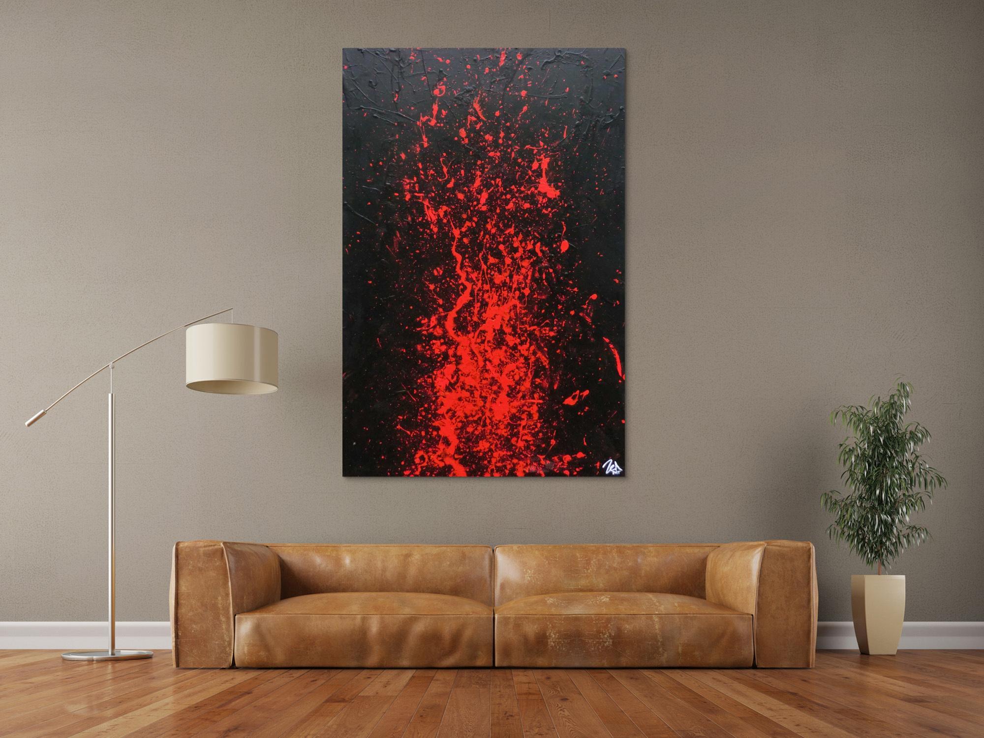 Minimalistisches Gemälde in schwarz und rot abstakt und modern