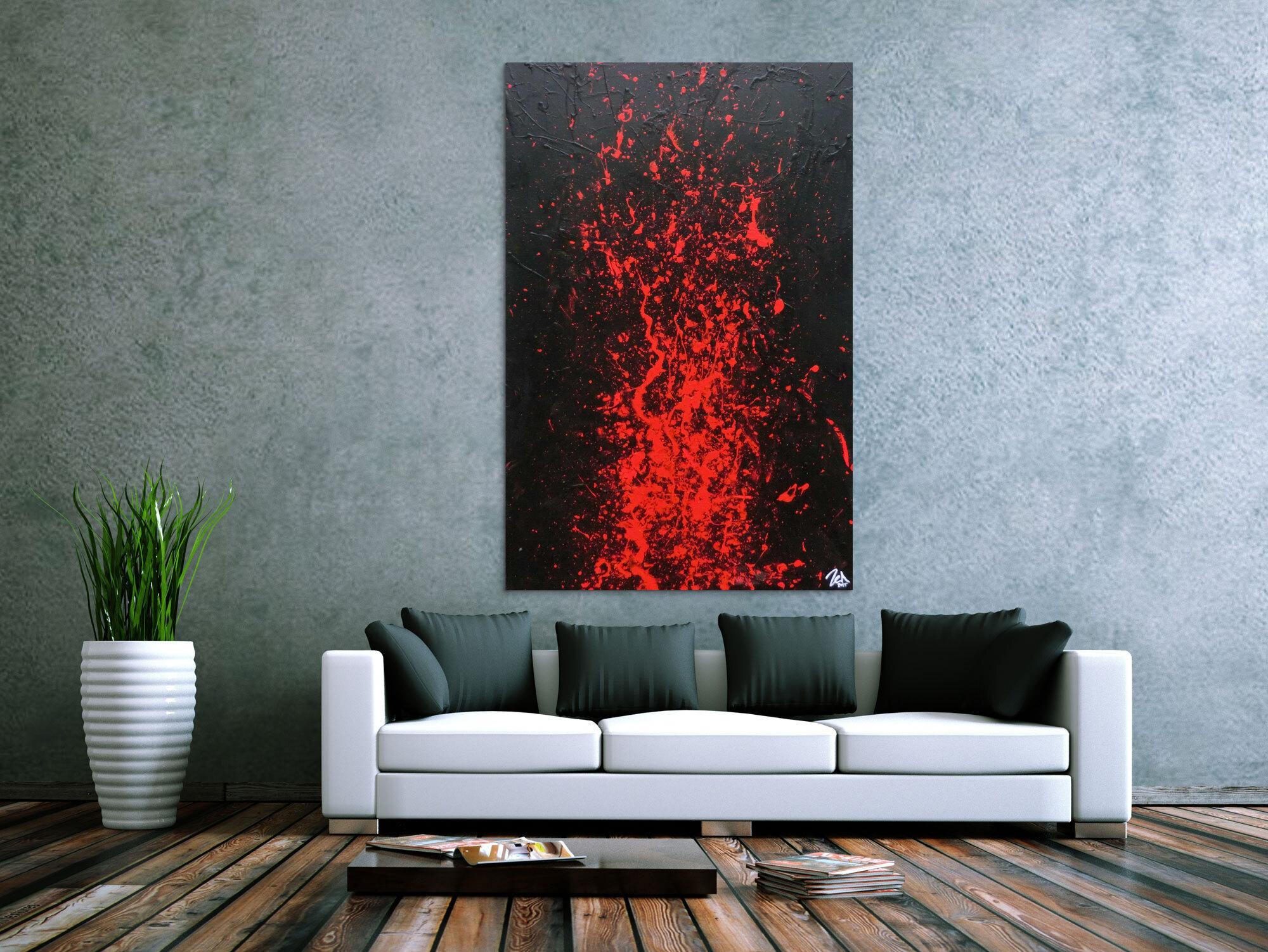 Minimalistisches Gemälde in schwarz und rot abstakt und modern