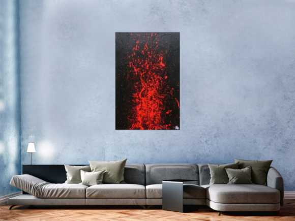 Minimalistisches Gemälde in schwarz und rot abstakt und modern