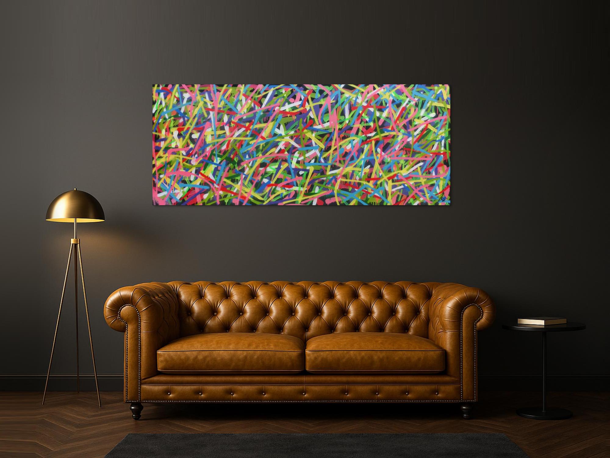 Sehr buntes abstraktes Gemälde Spray Art Kunst aus Spraydosen