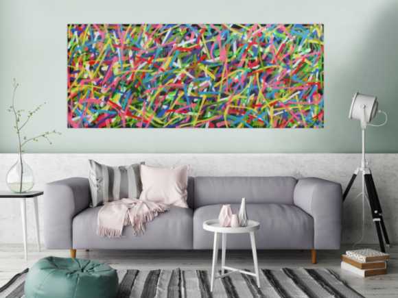 Sehr buntes abstraktes Gemälde Spray Art Kunst aus Spraydosen