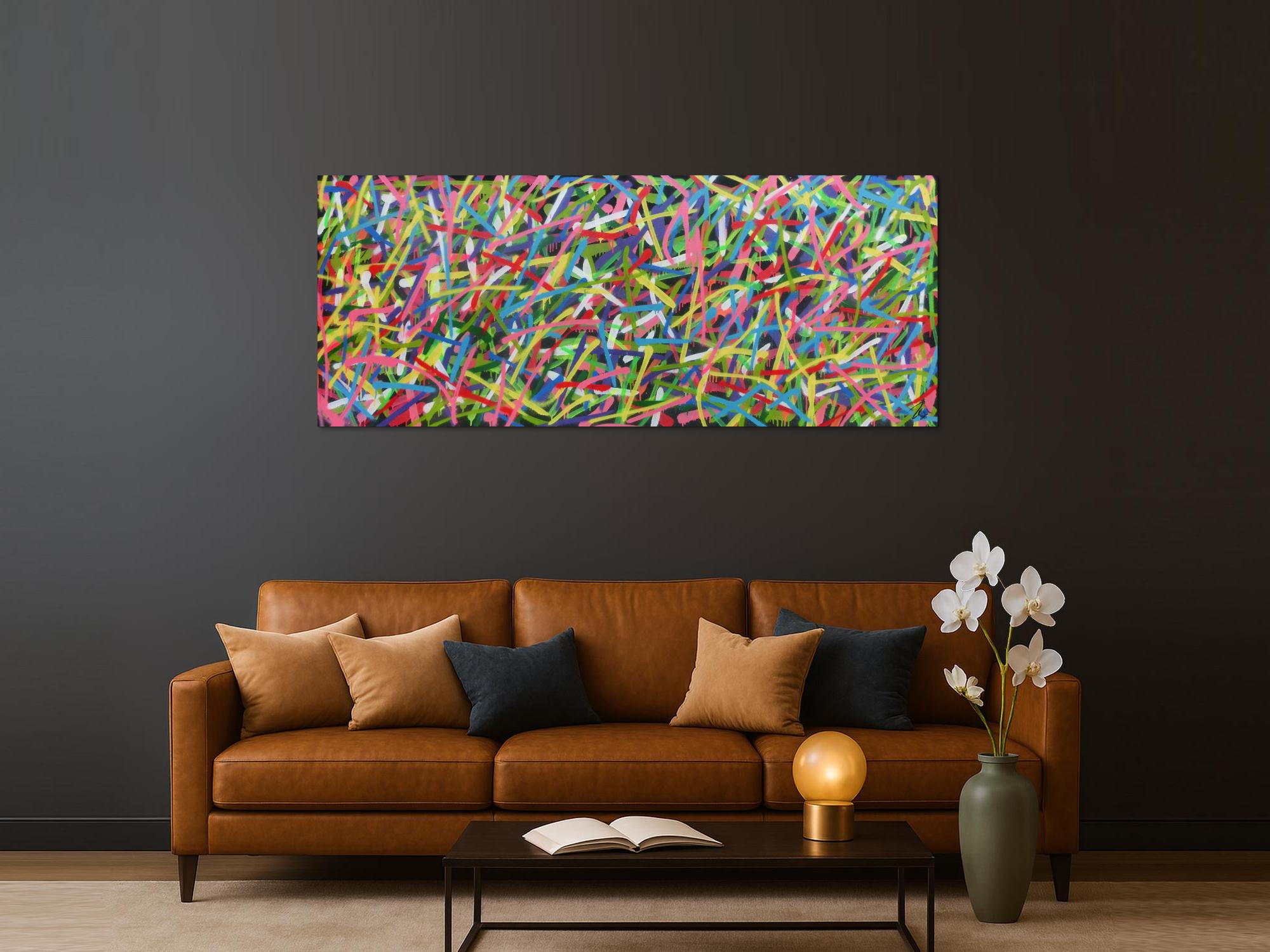 Sehr buntes abstraktes Gemälde Spray Art Kunst aus Spraydosen