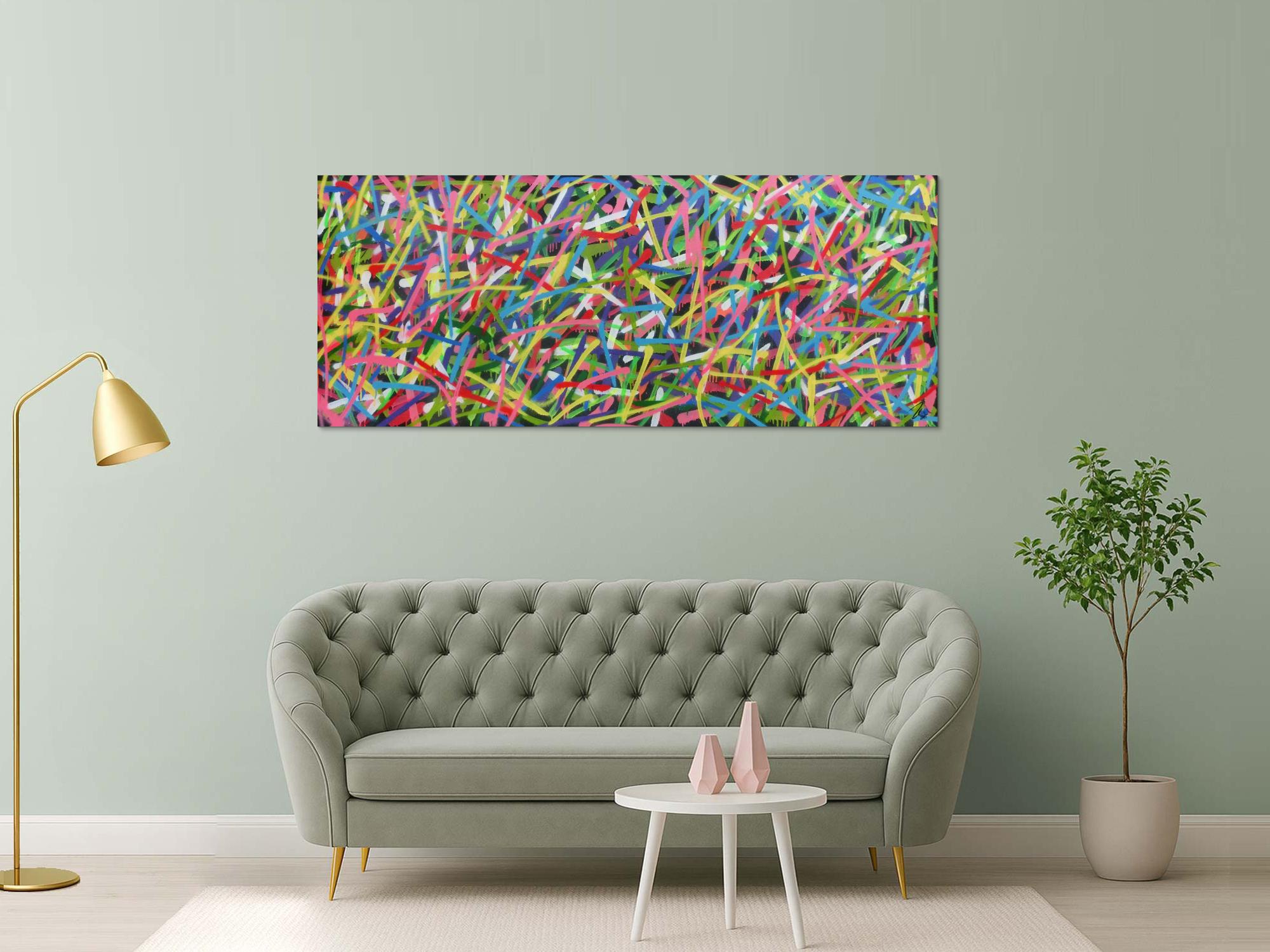 Sehr buntes abstraktes Gemälde Spray Art Kunst aus Spraydosen