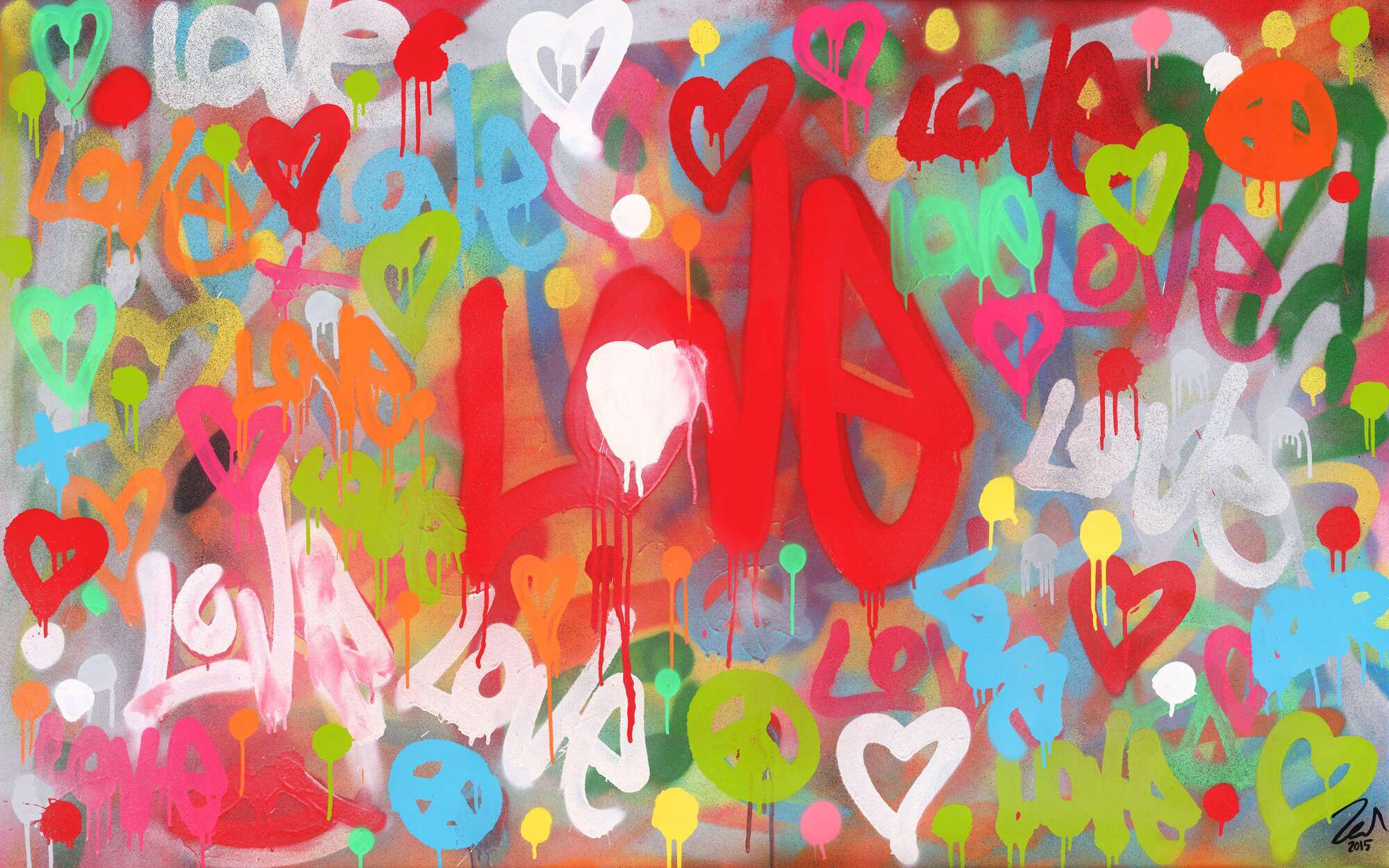 Modernes abstraktes Acrylbild LOVE Spray Art Kunst aus Spraydosen