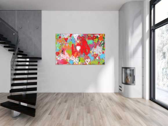 Modernes abstraktes Acrylbild LOVE Spray Art Kunst aus Spraydosen