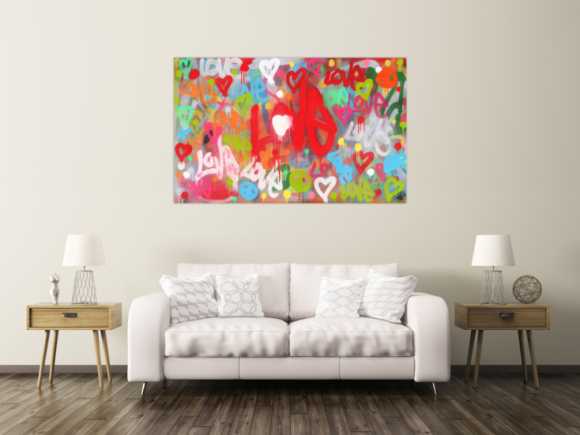 Modernes abstraktes Acrylbild LOVE Spray Art Kunst aus Spraydosen