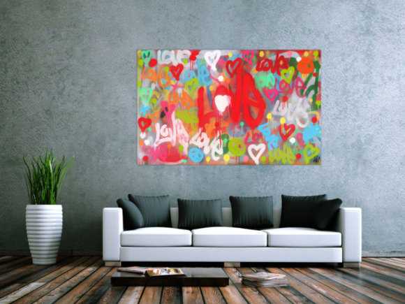 Modernes abstraktes Acrylbild LOVE Spray Art Kunst aus Spraydosen