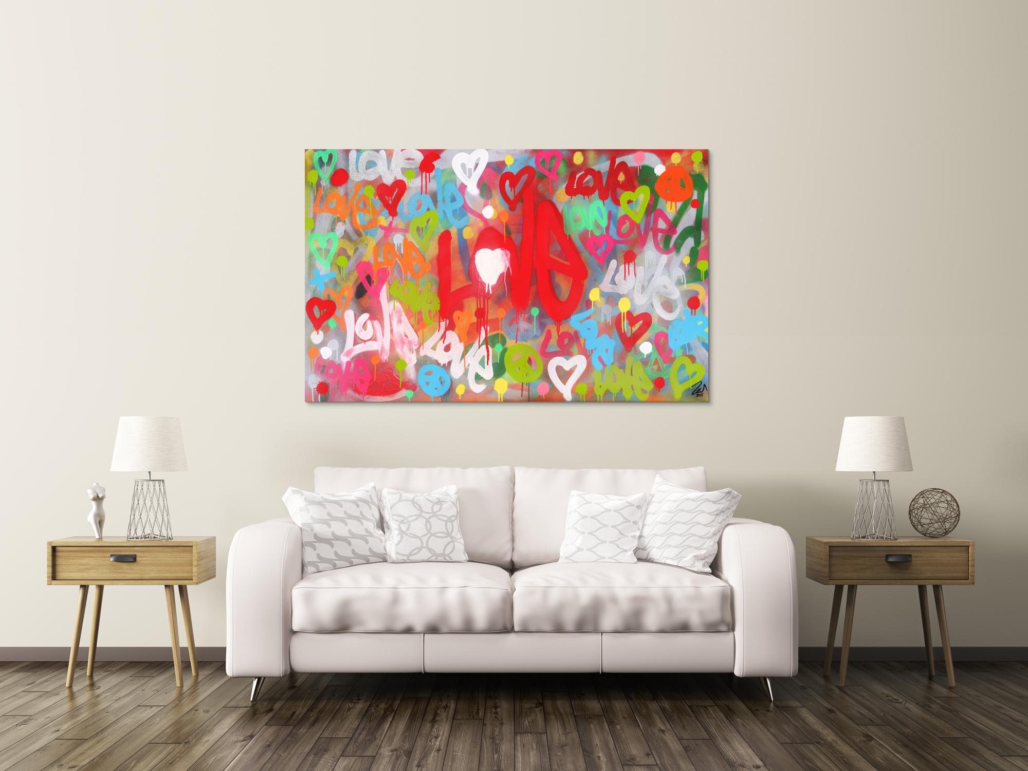 Modernes abstraktes Acrylbild LOVE Spray Art Kunst aus Spraydosen