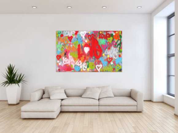 Modernes abstraktes Acrylbild LOVE Spray Art Kunst aus Spraydosen
