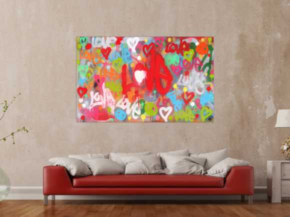 Modernes abstraktes Acrylbild LOVE Spray Art Kunst aus Spraydosen