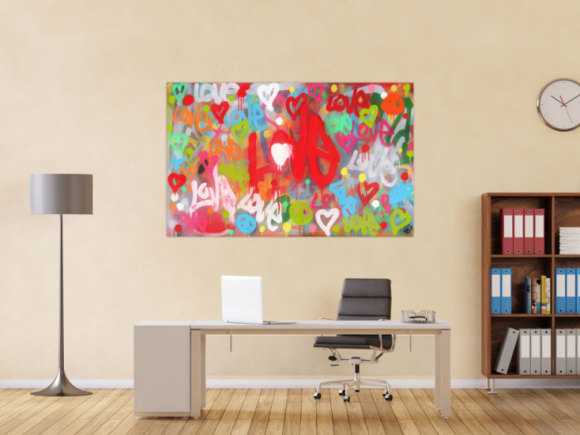 Modernes abstraktes Acrylbild LOVE Spray Art Kunst aus Spraydosen