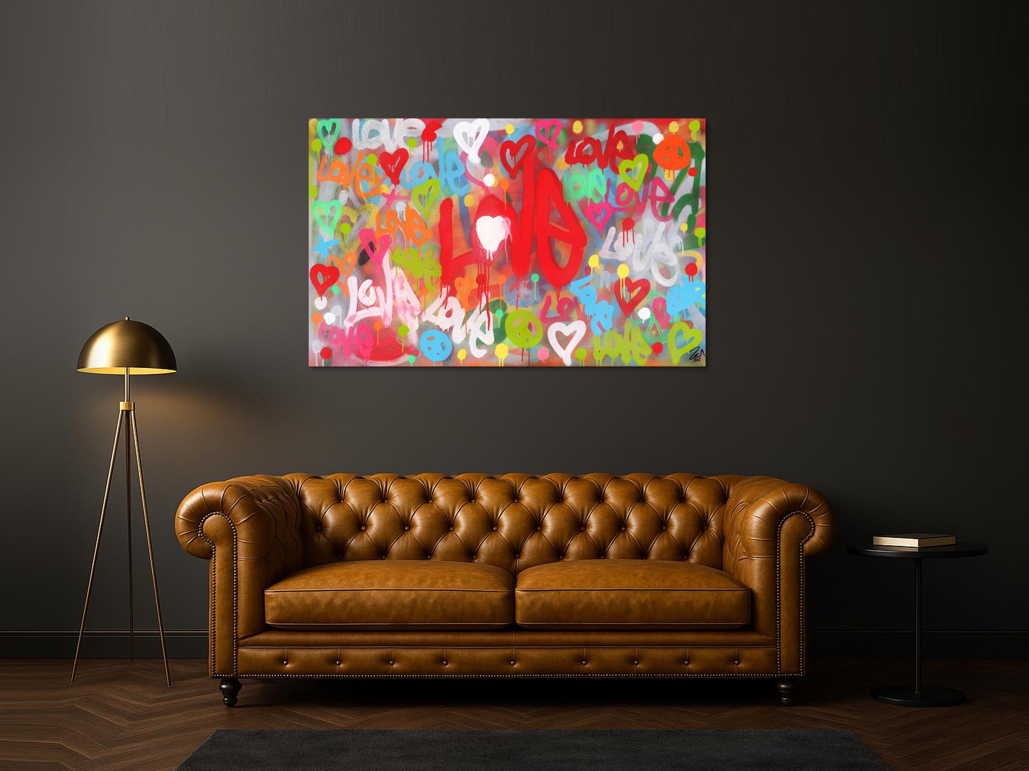 Modernes abstraktes Acrylbild LOVE Spray Art Kunst aus Spraydosen