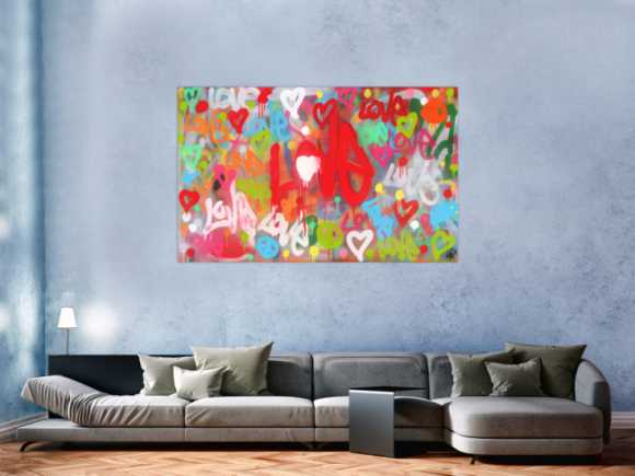 Modernes abstraktes Acrylbild LOVE Spray Art Kunst aus Spraydosen