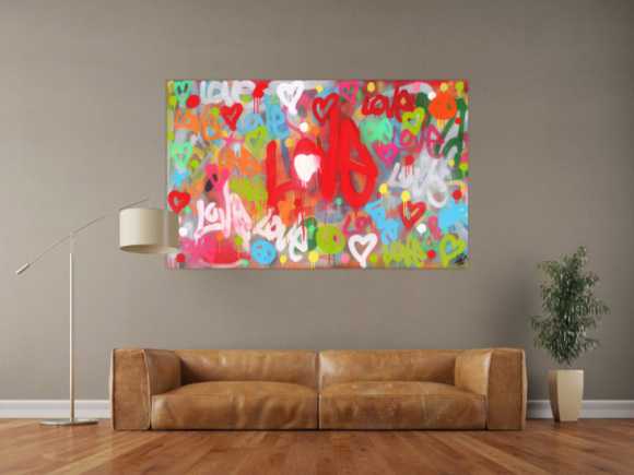 Modernes abstraktes Acrylbild LOVE Spray Art Kunst aus Spraydosen