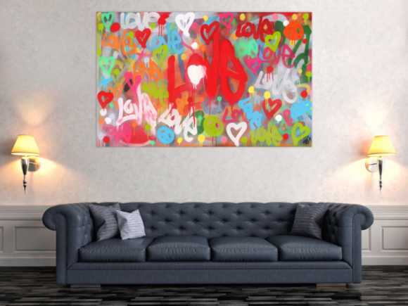 Modernes abstraktes Acrylbild LOVE Spray Art Kunst aus Spraydosen