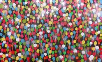 Modernes Gemälde aus Spraydosen bunte Punkte schlcht abstrakt