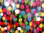 Detailaufnahme Modernes Gemälde aus Spraydosen bunte Punkte schlcht abstrakt