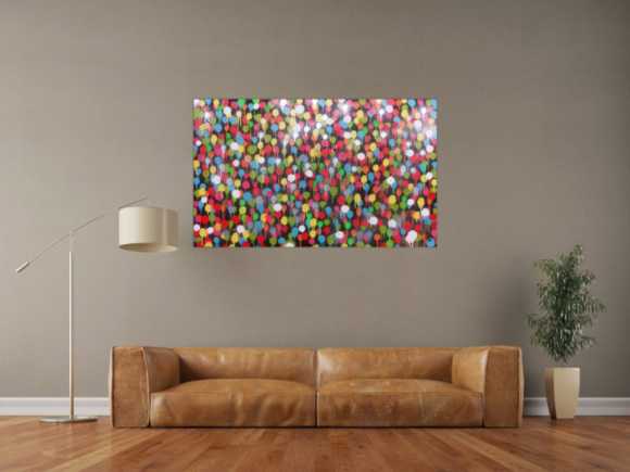 Modernes Gemälde aus Spraydosen bunte Punkte schlcht abstrakt