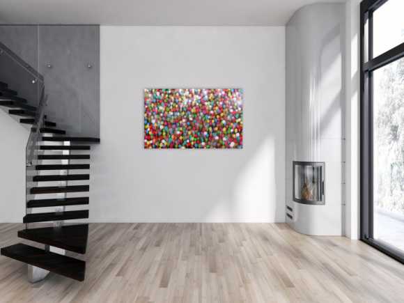 Modernes Gemälde aus Spraydosen bunte Punkte schlcht abstrakt