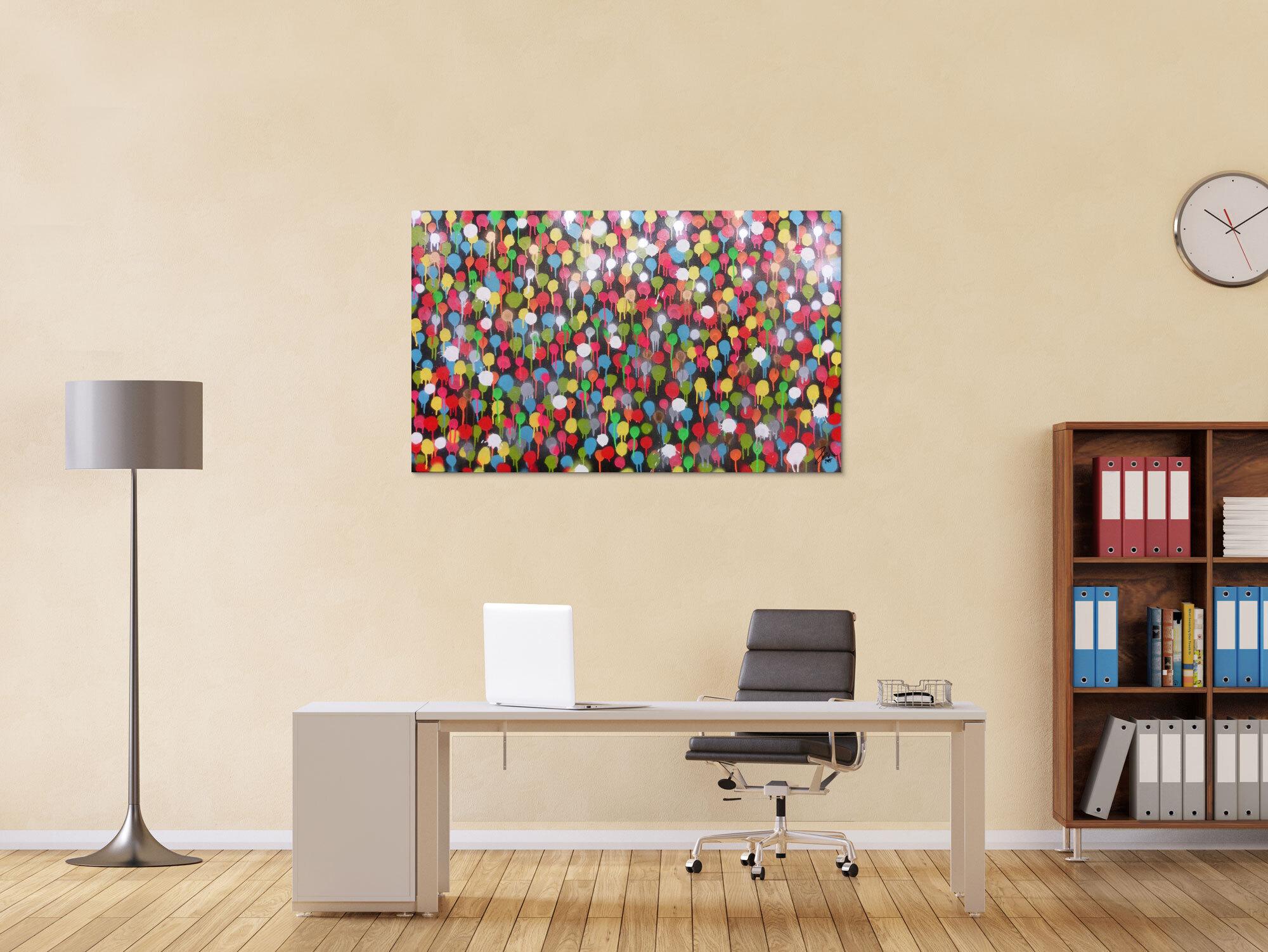 Modernes Gemälde aus Spraydosen bunte Punkte schlcht abstrakt