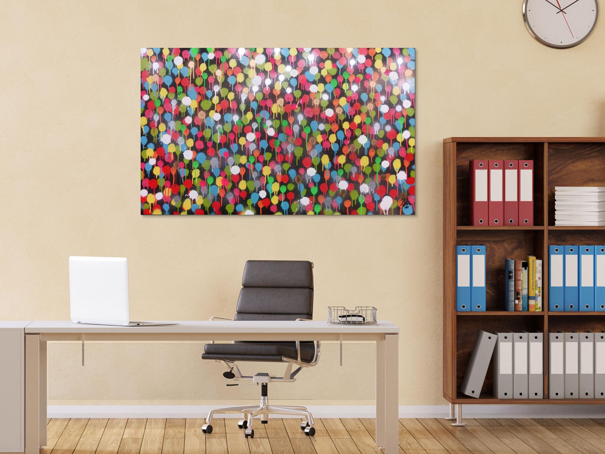 Modernes Gemälde aus Spraydosen bunte Punkte schlcht abstrakt