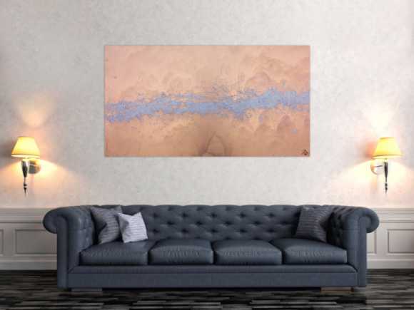 Modernes abstraktes Acrlbild in gold und silber schlicht und minimalistisch