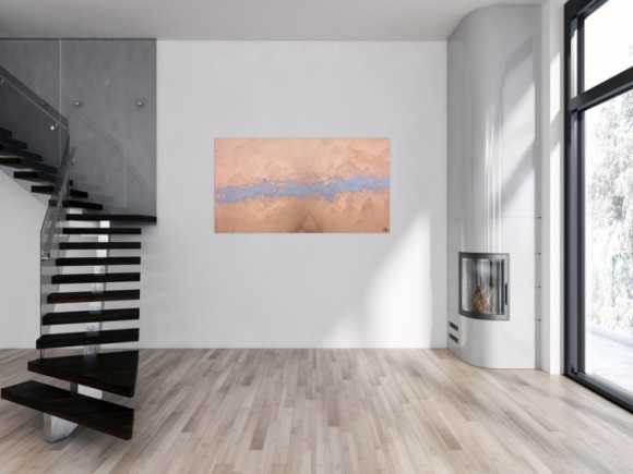 Modernes abstraktes Acrlbild in gold und silber schlicht und minimalistisch
