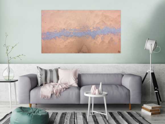 Modernes abstraktes Acrlbild in gold und silber schlicht und minimalistisch