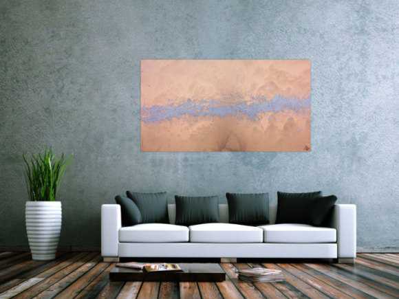 Modernes abstraktes Acrlbild in gold und silber schlicht und minimalistisch