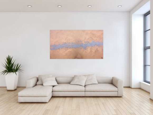 Modernes abstraktes Acrlbild in gold und silber schlicht und minimalistisch