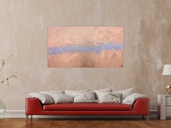 Modernes abstraktes Acrlbild in gold und silber schlicht und minimalistisch