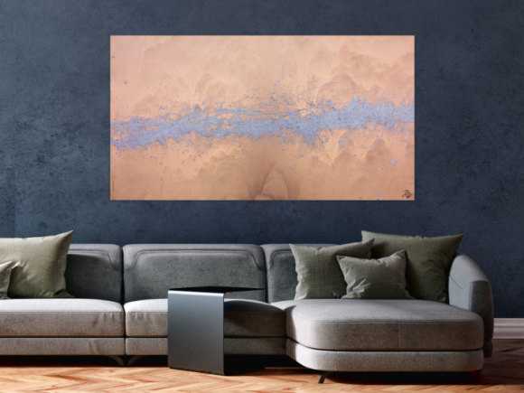 Modernes abstraktes Acrlbild in gold und silber schlicht und minimalistisch