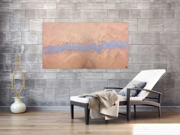 Modernes abstraktes Acrlbild in gold und silber schlicht und minimalistisch