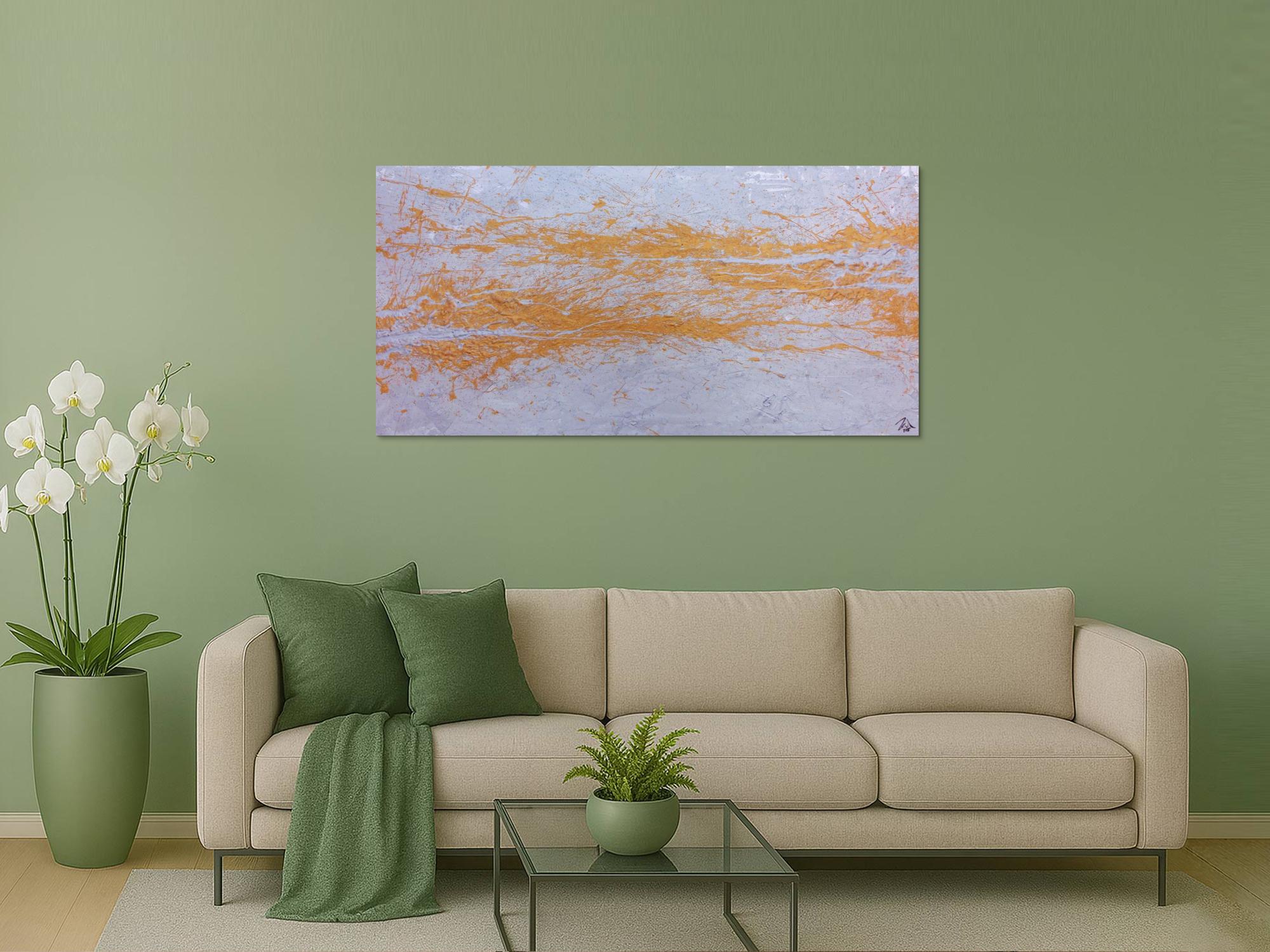 Abstraktes Acrylbild in silber und gold schlicht und minimalistisch