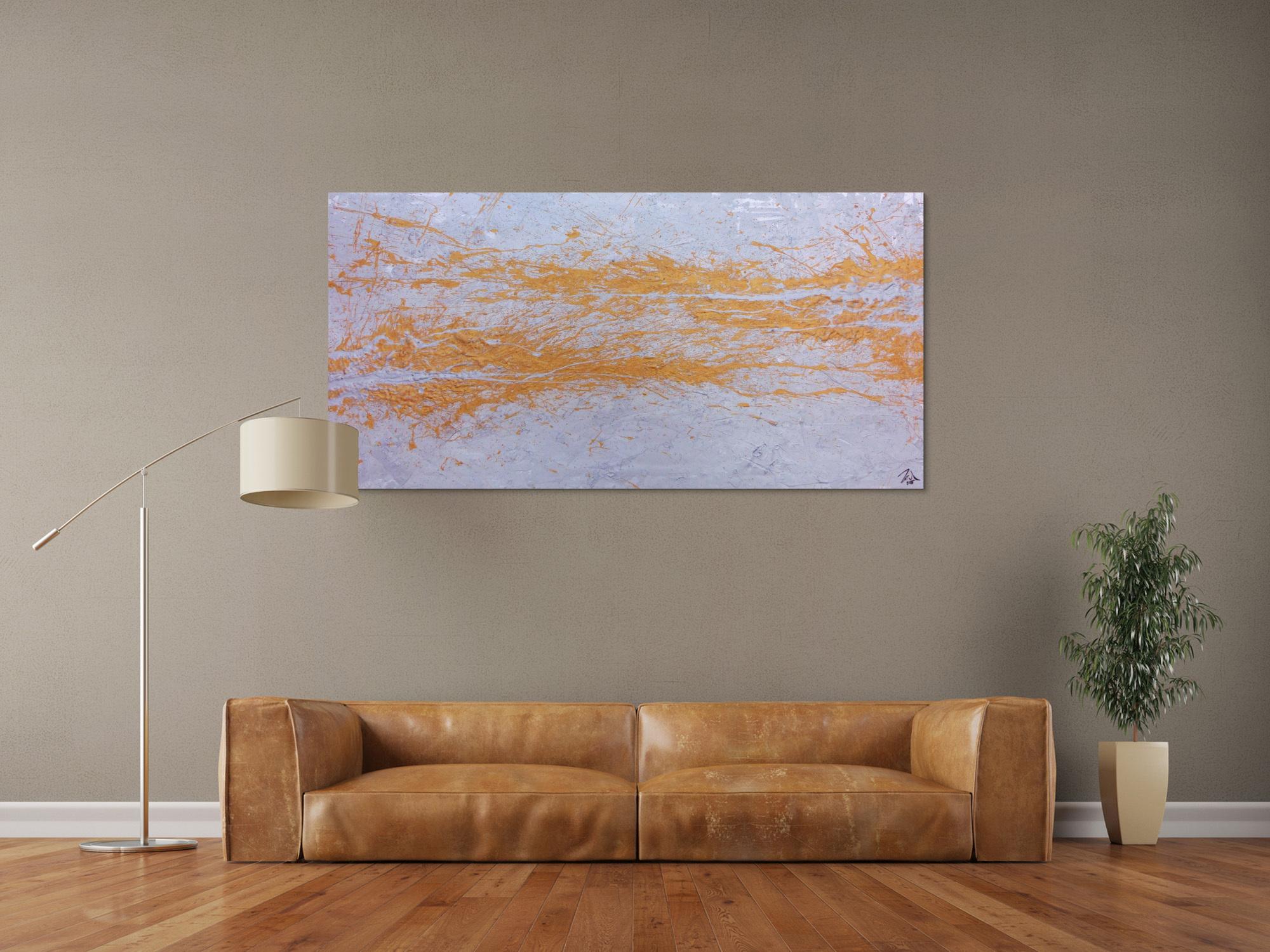 Abstraktes Acrylbild in silber und gold schlicht und minimalistisch