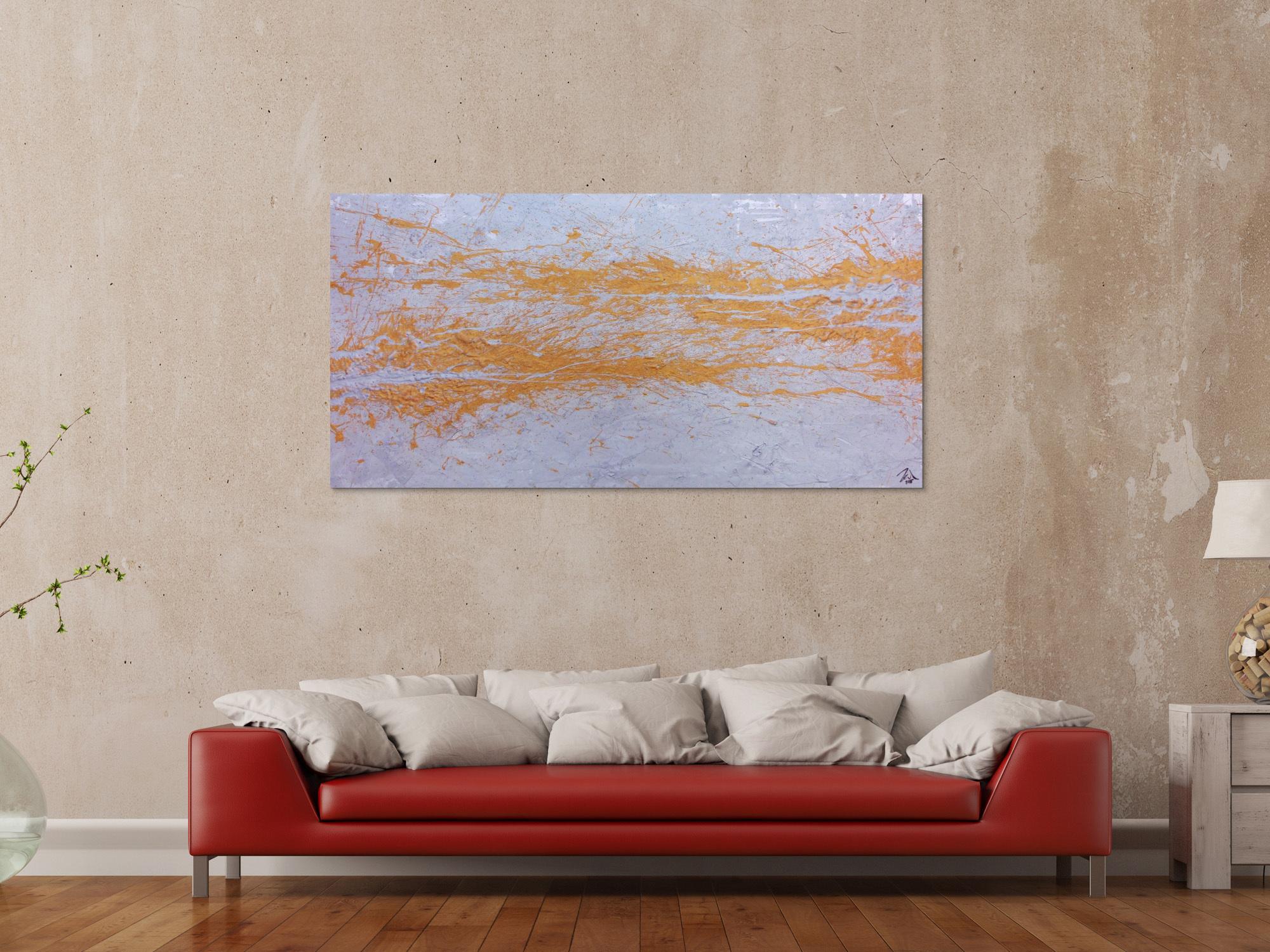 Abstraktes Acrylbild in silber und gold schlicht und minimalistisch