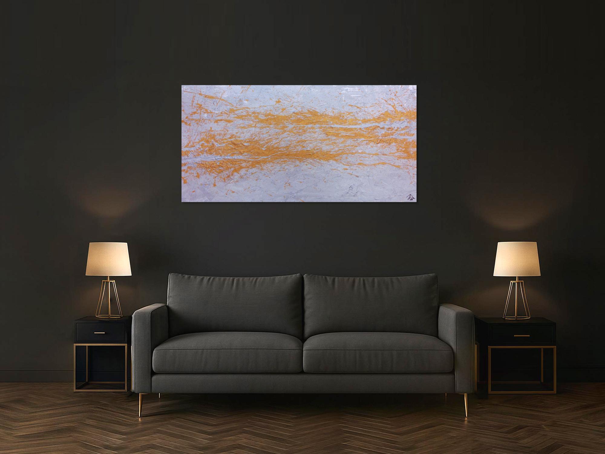 Abstraktes Acrylbild in silber und gold schlicht und minimalistisch