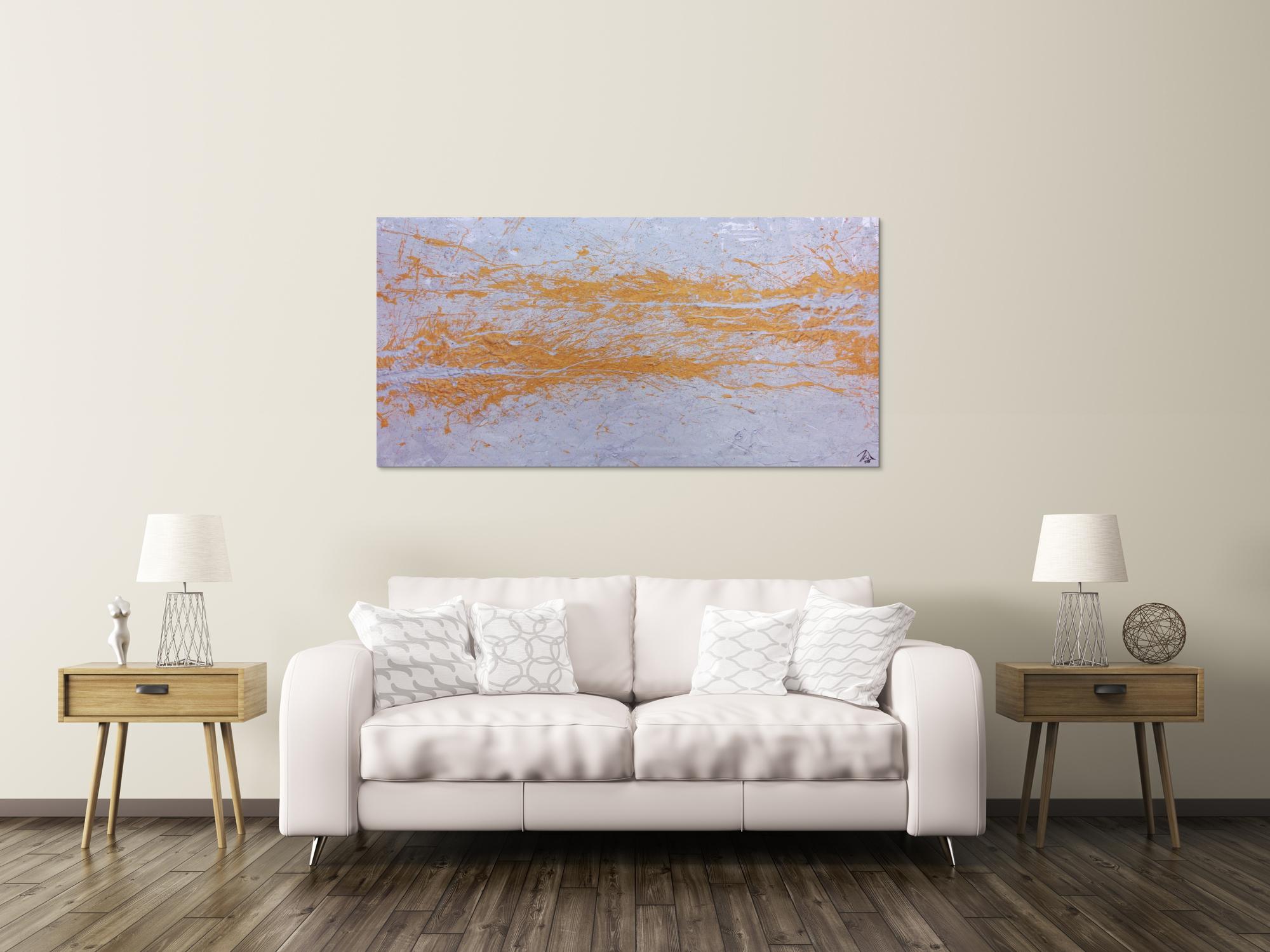 Abstraktes Acrylbild in silber und gold schlicht und minimalistisch