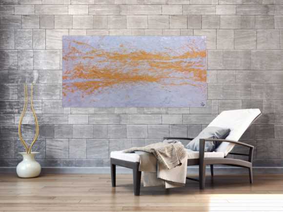 Abstraktes Acrylbild in silber und gold schlicht und minimalistisch