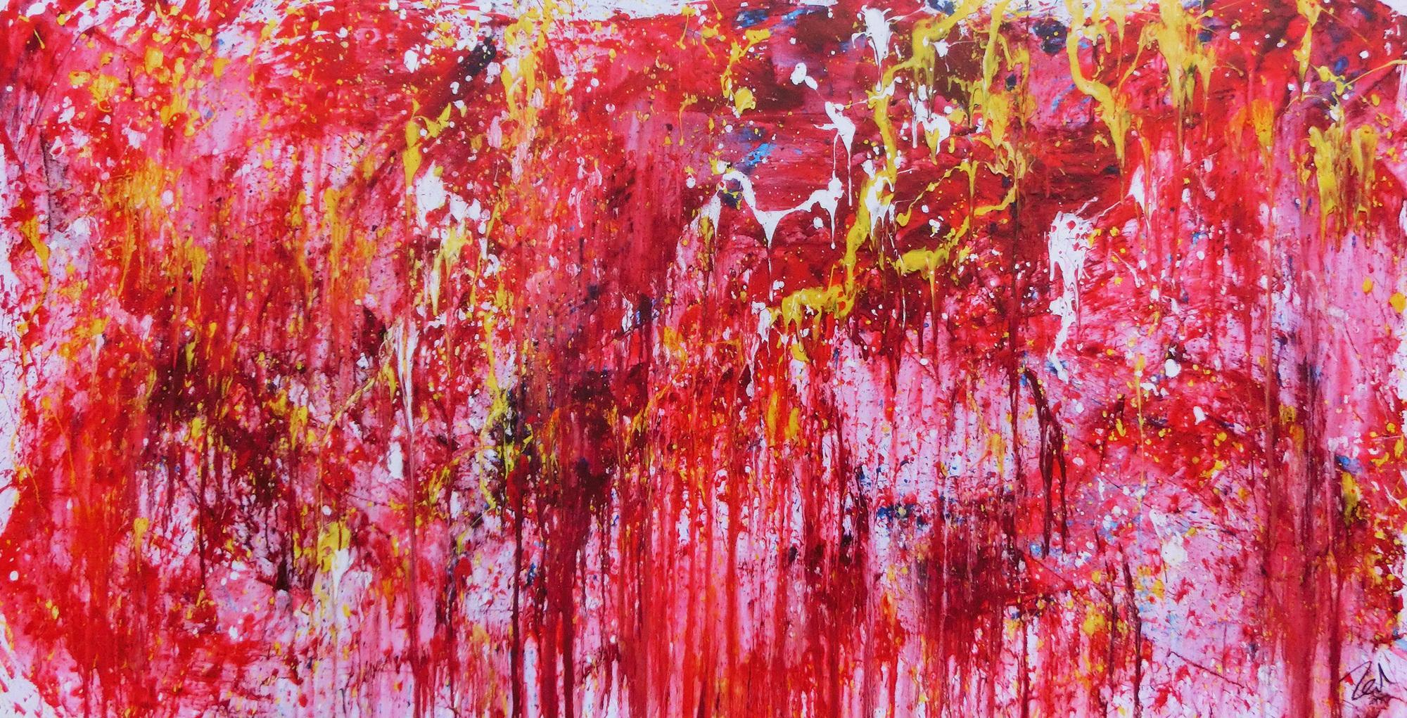 Modernes abstraktes Acrylgemälde in rot einzigartig und speziell