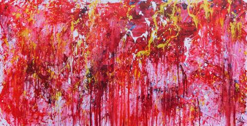 Modernes abstraktes Acrylgemälde in rot einzigartig und speziell