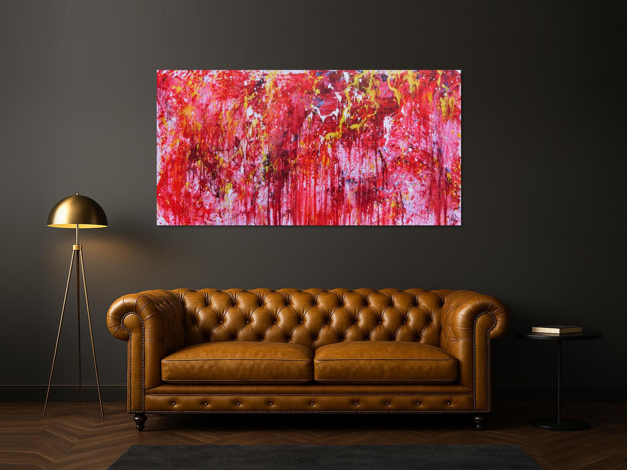 Modernes abstraktes Acrylgemälde in rot einzigartig und speziell