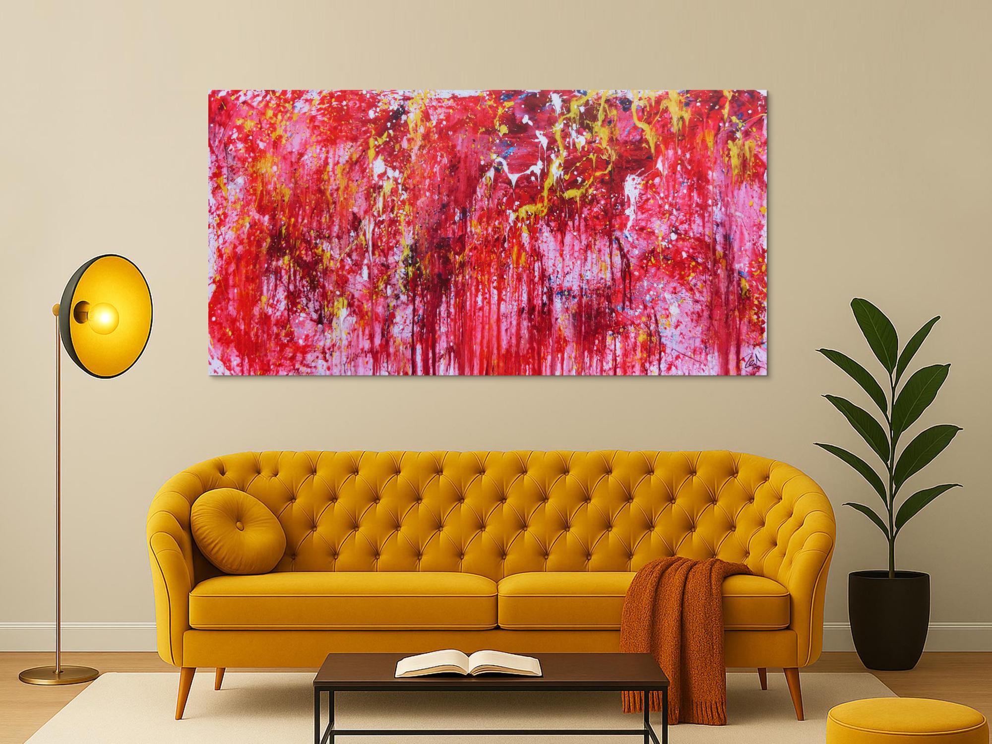 Modernes abstraktes Acrylgemälde in rot einzigartig und speziell