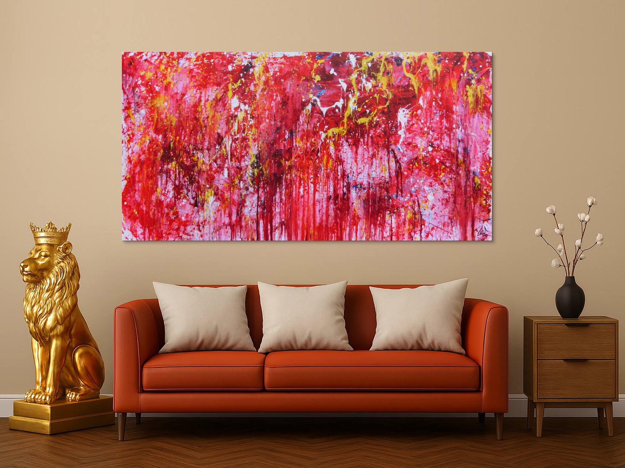 Modernes abstraktes Acrylgemälde in rot einzigartig und speziell