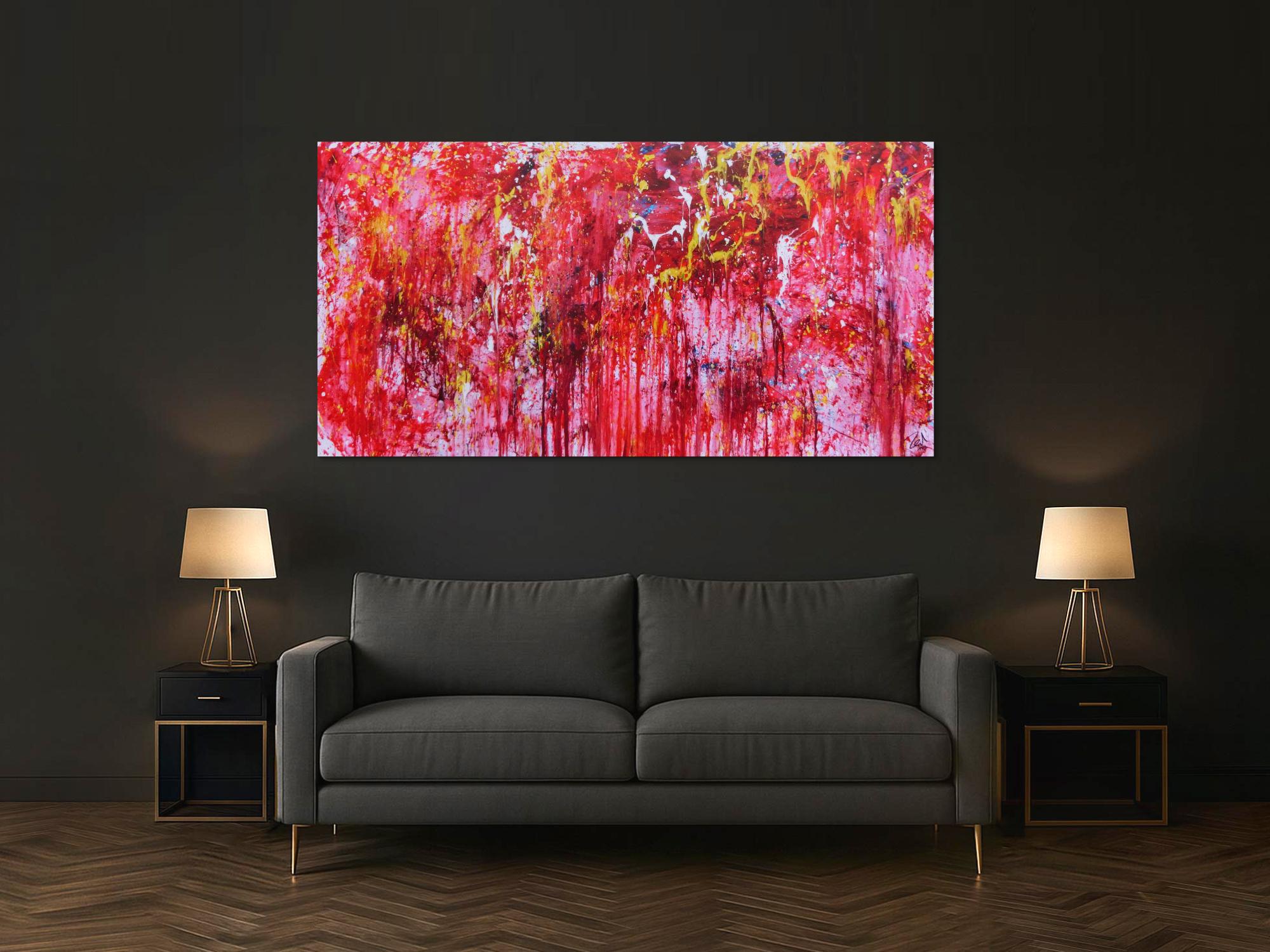 Modernes abstraktes Acrylgemälde in rot einzigartig und speziell