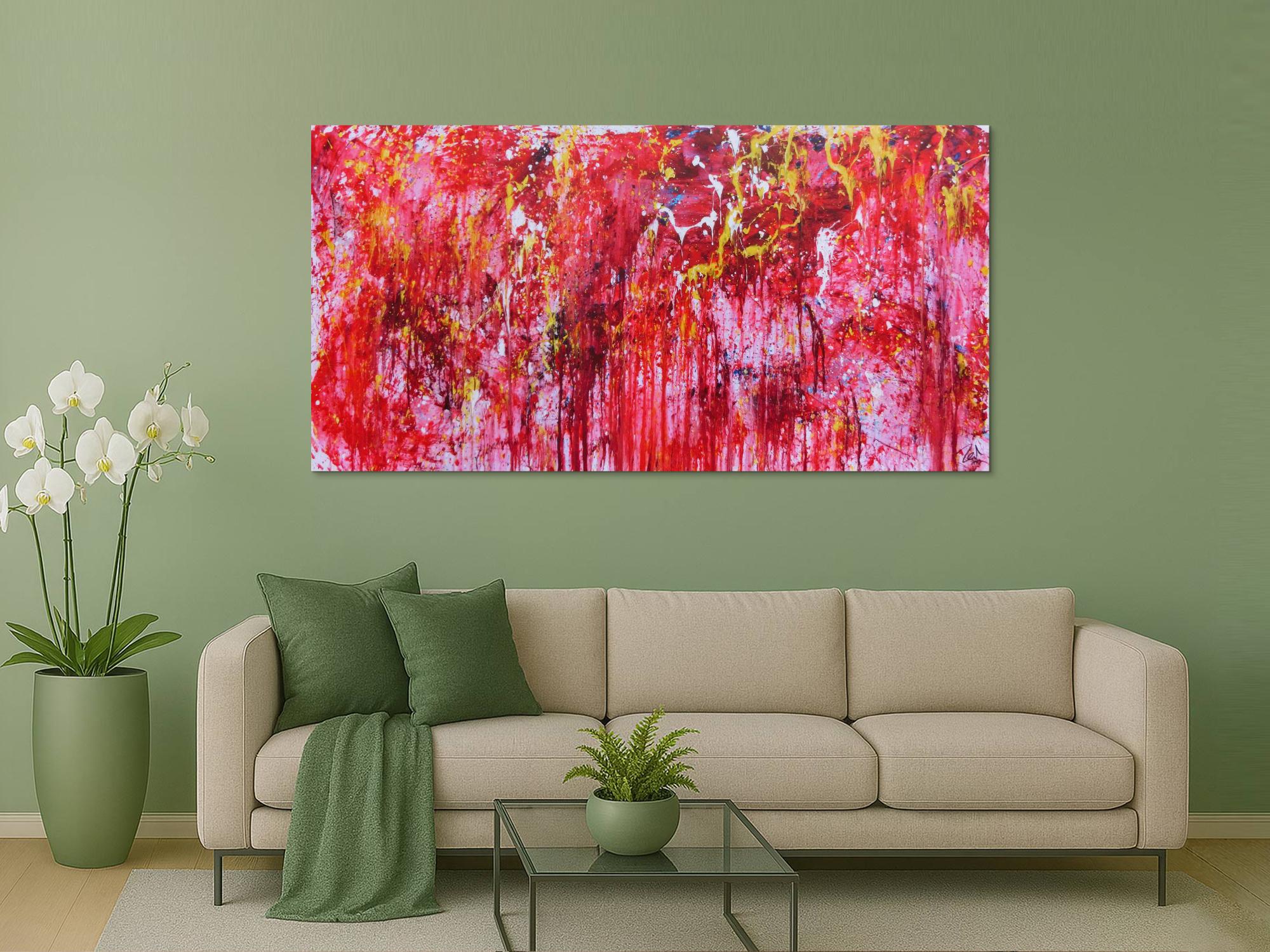 Modernes abstraktes Acrylgemälde in rot einzigartig und speziell