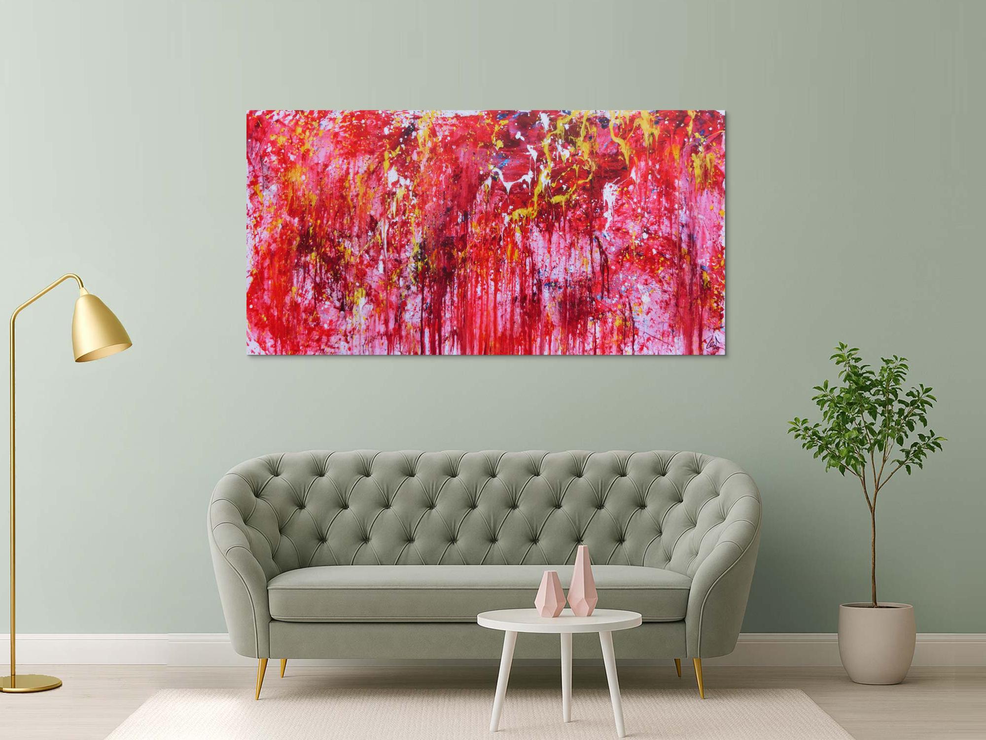 Modernes abstraktes Acrylgemälde in rot einzigartig und speziell