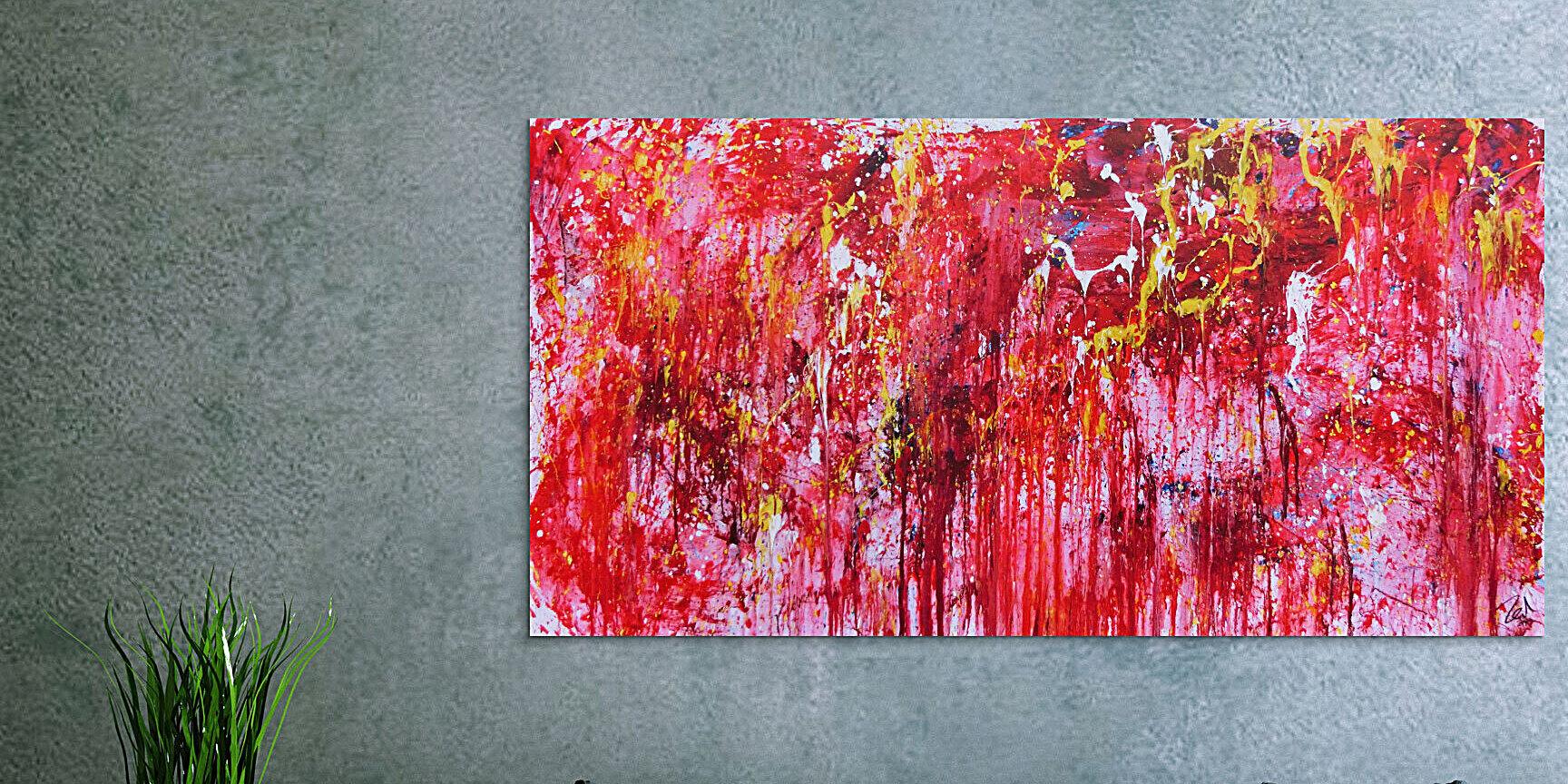 Modernes abstraktes Acrylgemälde in rot einzigartig und speziell