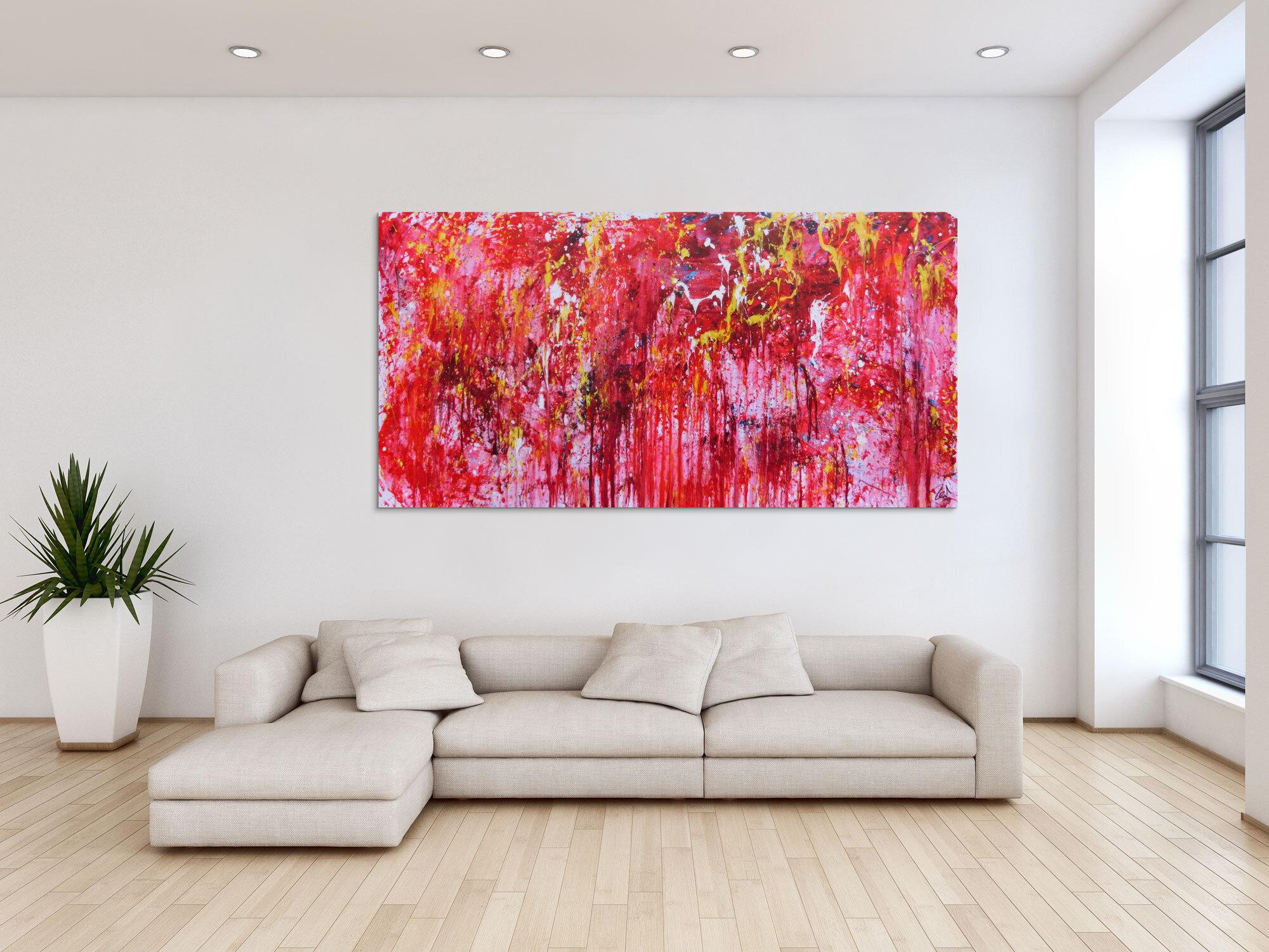 Modernes abstraktes Acrylgemälde in rot einzigartig und speziell